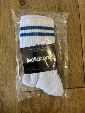 [solidcore] x Lucky Honey Studio Grip Socks with Blue Stripes